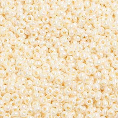 Czech Seed Bead 10/0 Pearl Eggshell Strung Half Hank