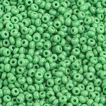 Czech Seed Bead 10/0 Opaque Medium Green Strung Half Hank