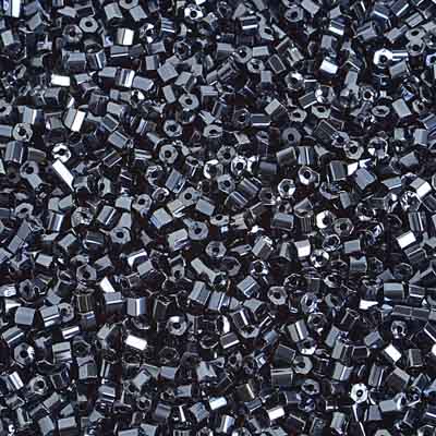 Czech Seed Beads 10/0 2Cut Gunmetal Strung Half Hank