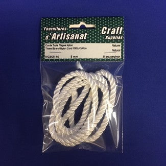 Three Strand Nylon Cord - 36 Inch - 5 Mm - White