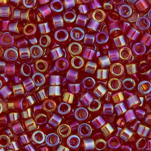 Delica 11/0 RD Dark Cranberry Red Transparent AB 10g Bag
