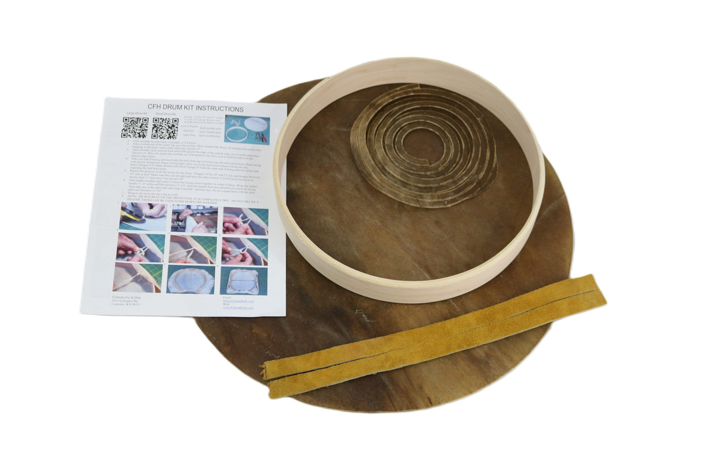 10 Pack OF 12" Deer Drum Kit with Holes Bleached