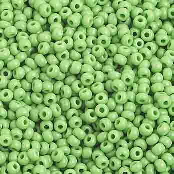 Czech Seed Bead 10/0 Opaque Light Green Strung