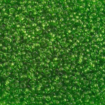 Czech Seed Bead 10/0 Transparent Light Green Strung