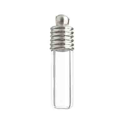 PENDANT GLASS CLEAR TUBE W/ SILVER CAP