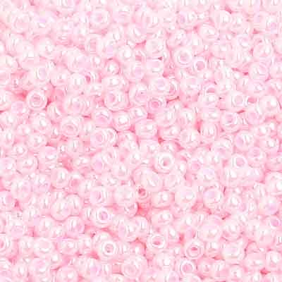 Czech Seed Bead 10/0 Pearl Dyed Pale Pink strung