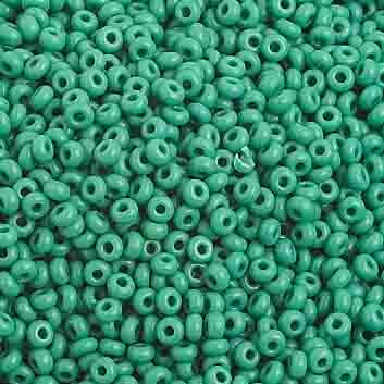 Czech Seed Bead 10/0 Opaque Medium Dark Green Strung