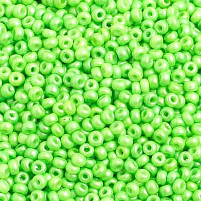 Czech Seed Bead 10/0 Shiny Green Strung Half Hank