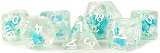 RESIN 7 DICE SET SNOWFLAKE INCLUSION 16MM (20)
