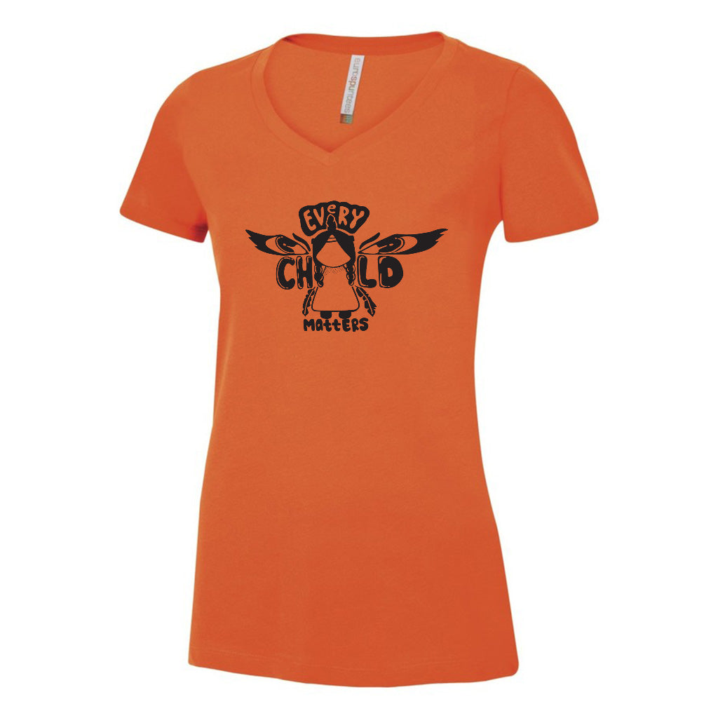 Ladies V-Neck Size Every Child Matters Orange Shirts 2024 Design