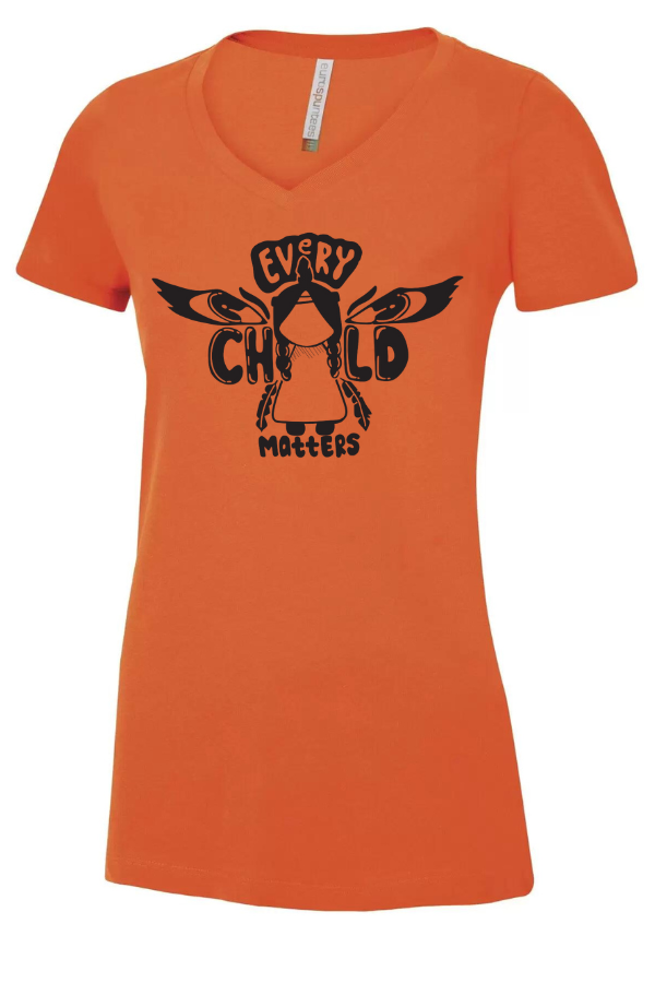 Ladies V-Neck Size Every Child Matters Orange Shirts 2024 Design