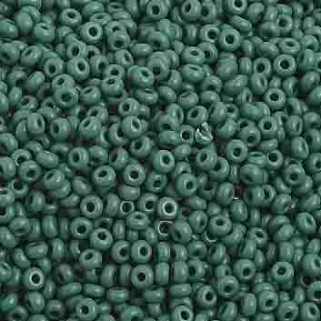 Czech Seed Bead 10/0 Opaque Dark Green Strung