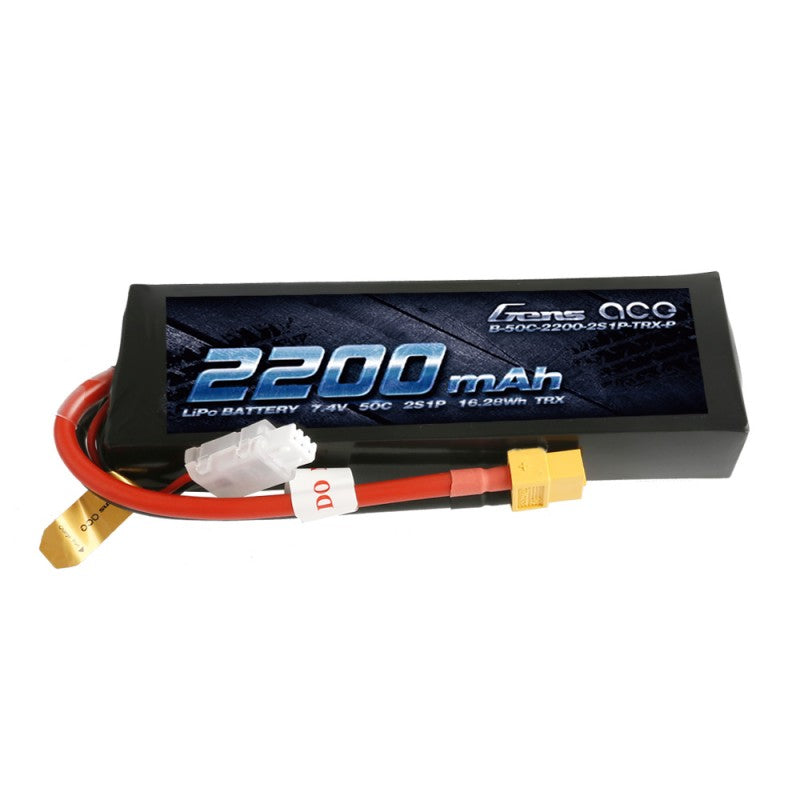 Gens Ace - 307 - 5000mAh 2S1P 7.4V 50C LiPo XT60 Plug Soft Case 136.5x43.3x21.3mm