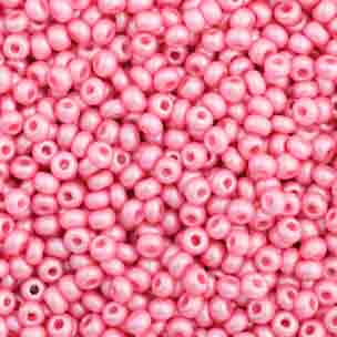 Czech Seed Bead 10/0 Shiny Pink Strung