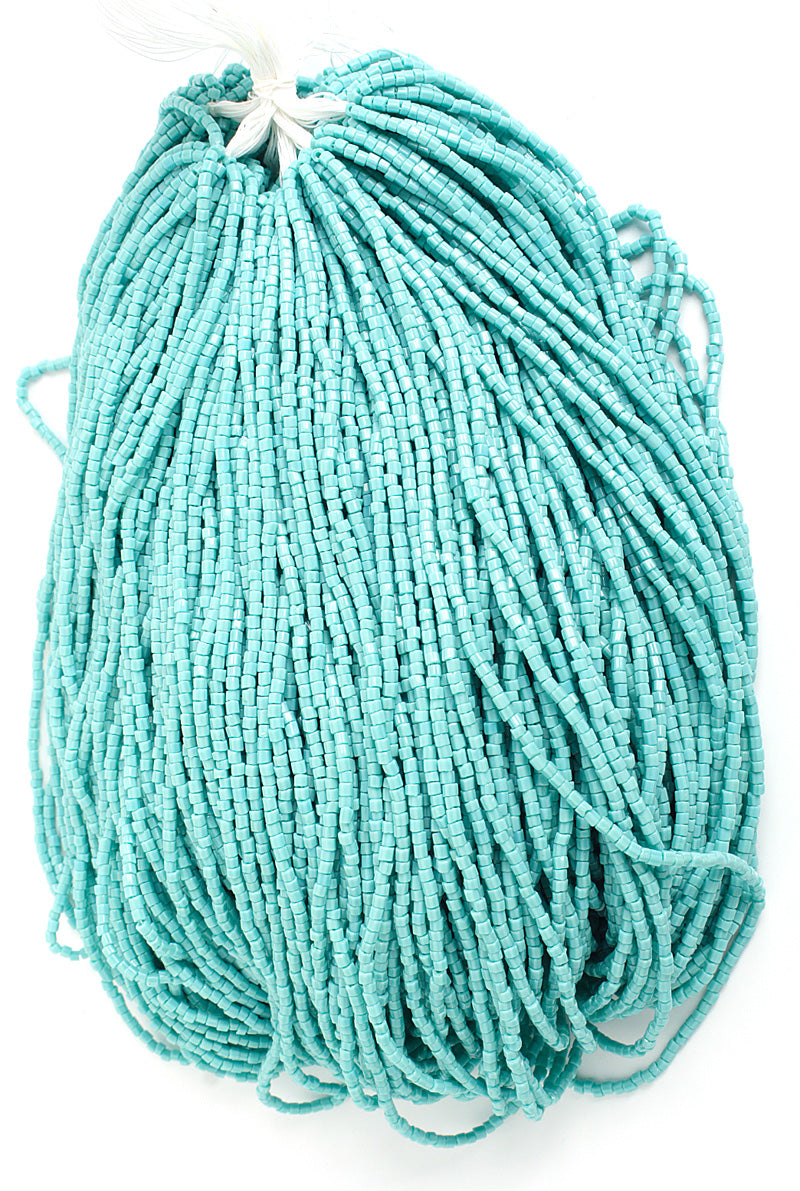 Czech Seed Beads 10/0 2Cut Opaque Turquoise Strung