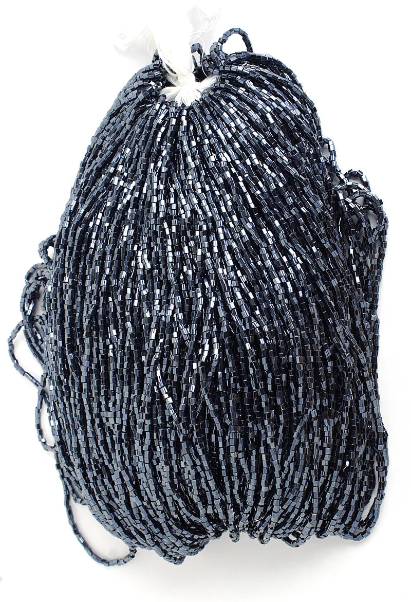 Czech Seed Beads 10/0 2Cut Gunmetal Strung