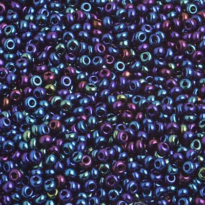 Czech Seed Bead 10/0 Opaque Iris Navy Strung