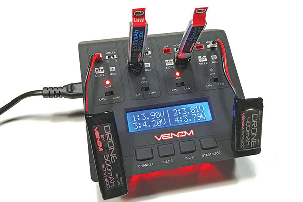 Pro Quad Micro 1S 4 Channel Ac/Dc Lipo & Lihv Battery Charger