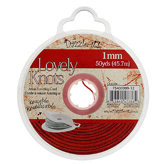 Lovely Knots/Knotting Cord 1mm 50yds w/ Bobbin Red