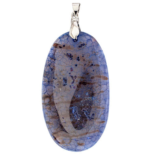 Semi-Precious Pendant Agate Apx 55Mm Oval Blue Johnbead: