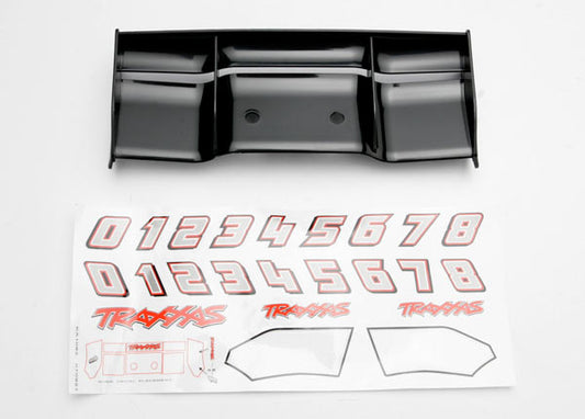 Traxxas; Wing, Revo (black)/ decal sheet