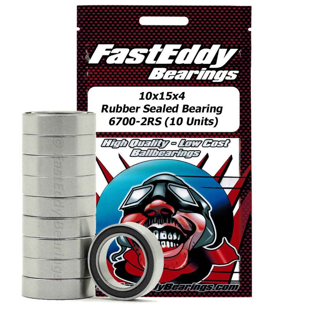 Fast Eddy 10X15X4 Rubber Sealed Bearings 6700-2Rs (10)
