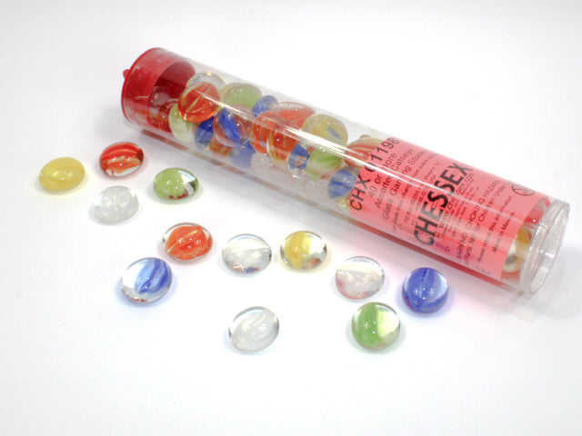 GLASS STONES CATSEYE MIXED COLORS QTY 40 TUBE