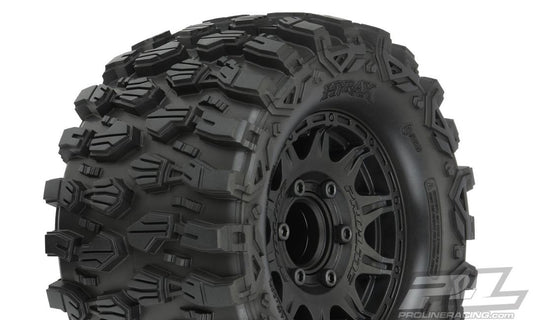 Pro-Line Hyrax 2.8" All Terrain Tires Mounted on Raid Black 6x30 Removable Hex Wheels (2) for Stampede 2wd & 4wd Front and Rear