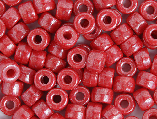 GLASS CROW BEAD 9MM OPAQUE LUSTER RED 80 grams